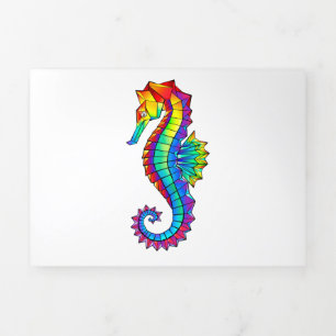 Rainbow Polygonal Seahorse Tri-Fold Announcement