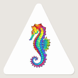 Rainbow Polygonal Seahorse Triangle Sticker