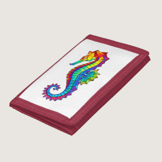 Rainbow Polygonal Seahorse Trifold Wallet