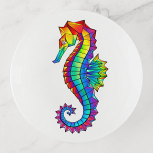 Rainbow Polygonal Seahorse Trinket Tray