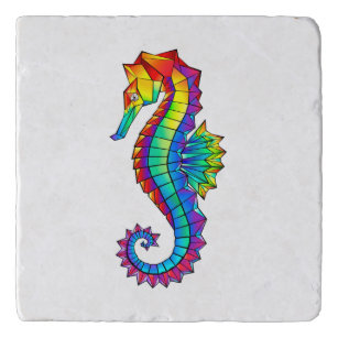 Rainbow Polygonal Seahorse Trivet