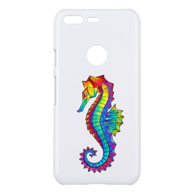 Rainbow Polygonal Seahorse Uncommon Google Pixel Case (Back)