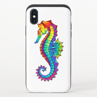 Rainbow Polygonal Seahorse iPhone X Slider Case