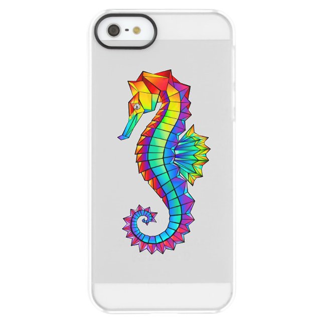 Rainbow Polygonal Seahorse Uncommon iPhone Case (Back)