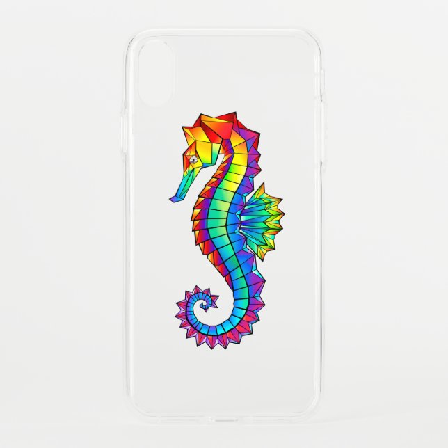 Rainbow Polygonal Seahorse Uncommon iPhone Case (Back)