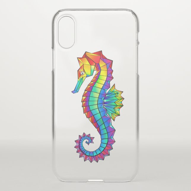 Rainbow Polygonal Seahorse Uncommon iPhone Case (Back)