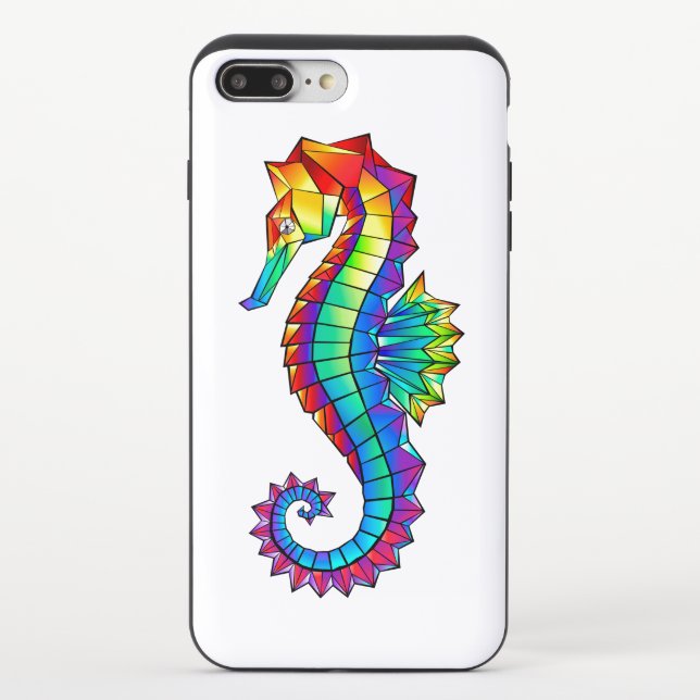 Rainbow Polygonal Seahorse Uncommon iPhone Case (Back)
