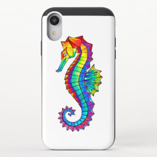 Rainbow Polygonal Seahorse iPhone XR Slider Case