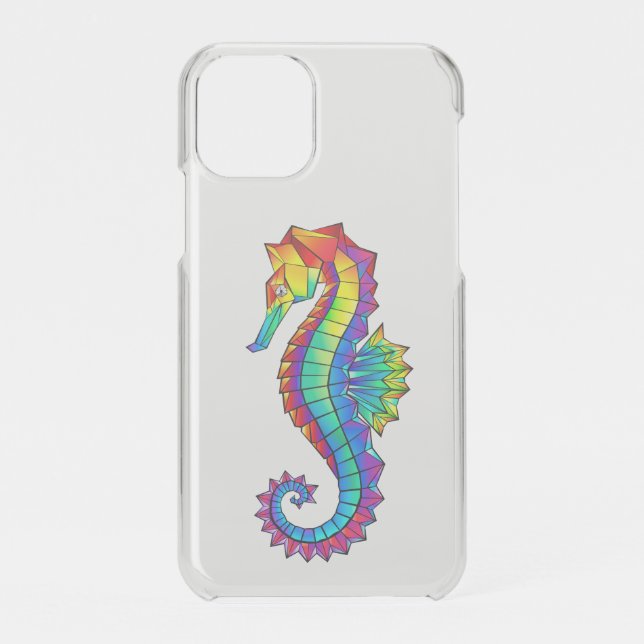 Rainbow Polygonal Seahorse Uncommon iPhone Case (Back)
