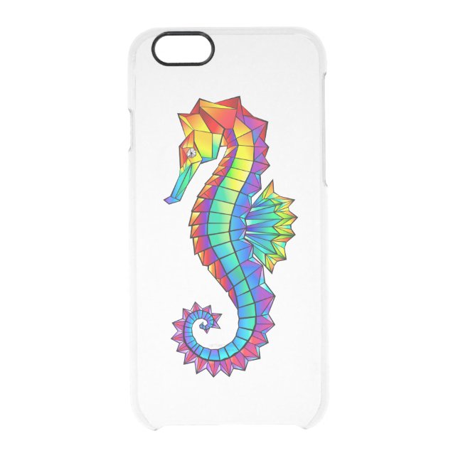 Rainbow Polygonal Seahorse Uncommon iPhone Case (Back)