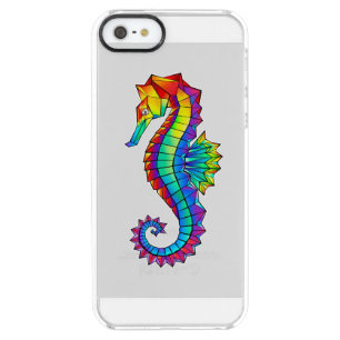 Rainbow Polygonal Seahorse Clear iPhone SE/5/5s Case