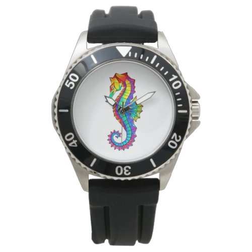 Rainbow Polygonal Seahorse Watch