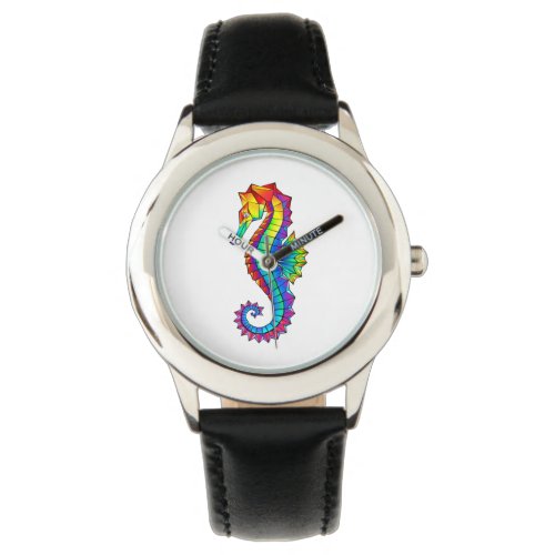 Rainbow Polygonal Seahorse Watch