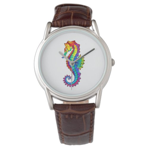 Rainbow Polygonal Seahorse Watch