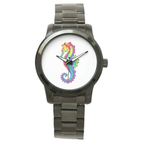 Rainbow Polygonal Seahorse Watch