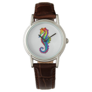Rainbow Polygonal Seahorse Watch