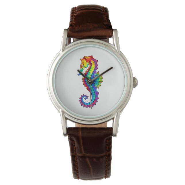 Rainbow Polygonal Seahorse Watch (Front)