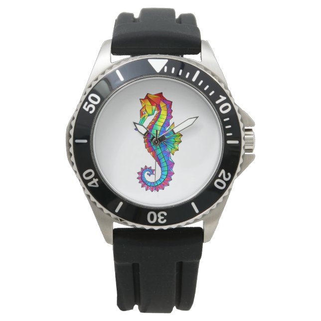 Rainbow Polygonal Seahorse Watch (Front)