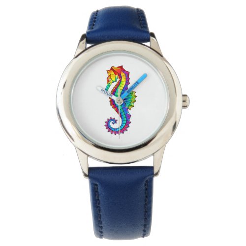 Rainbow Polygonal Seahorse Watch