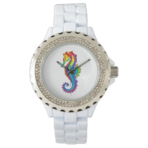 Rainbow Polygonal Seahorse Watch