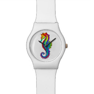 Rainbow Polygonal Seahorse Watch