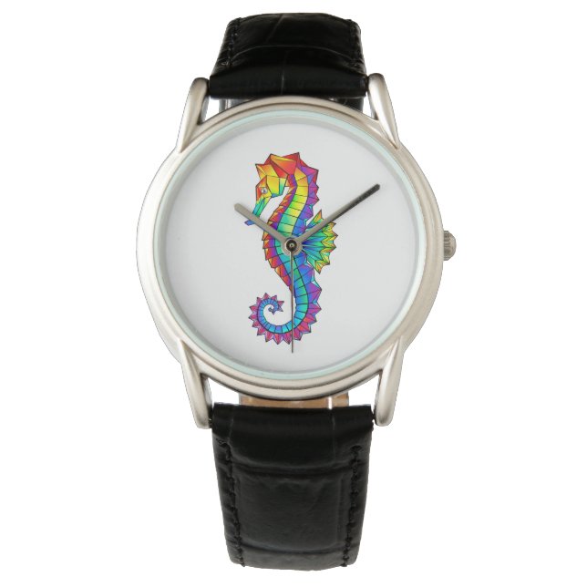 Rainbow Polygonal Seahorse Watch (Front)