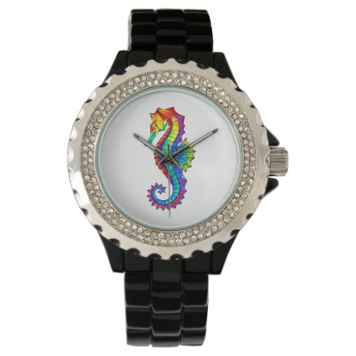 Rainbow Polygonal Seahorse Watch