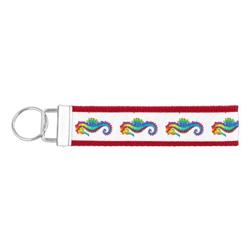 Rainbow Polygonal Seahorse Wrist Keychain