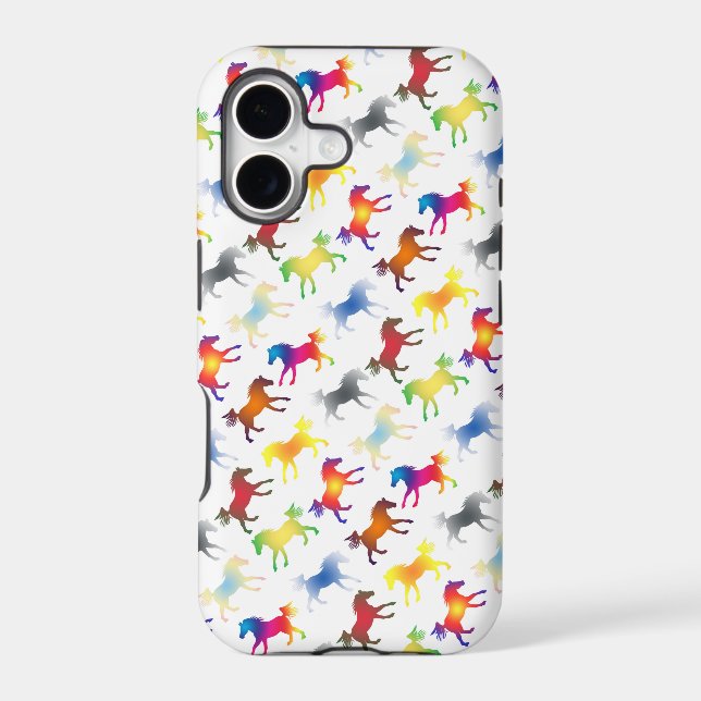Rainbow Ponies Diagonal Iphone Case (Back)