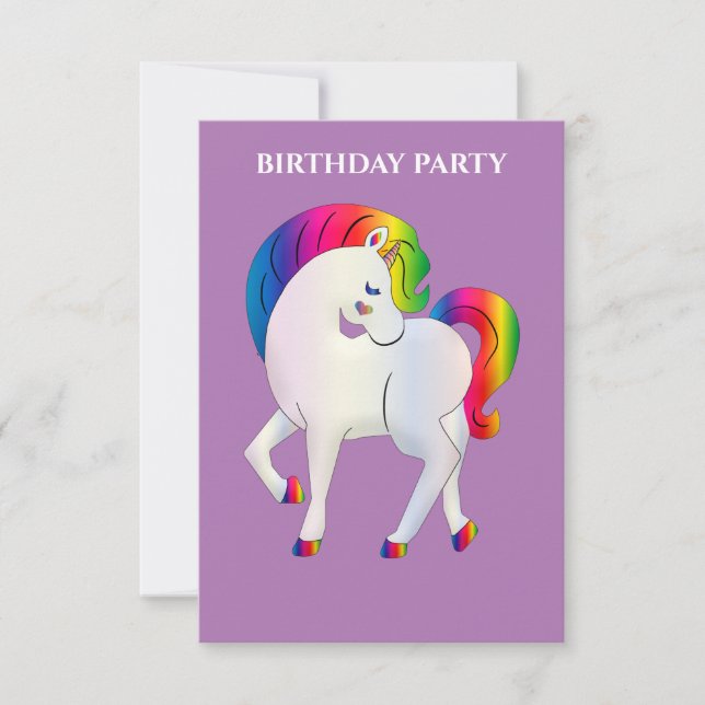 "RAINBOW PONY" BIRTHDAY INVITATIONS PERSONALIZED. (Front)