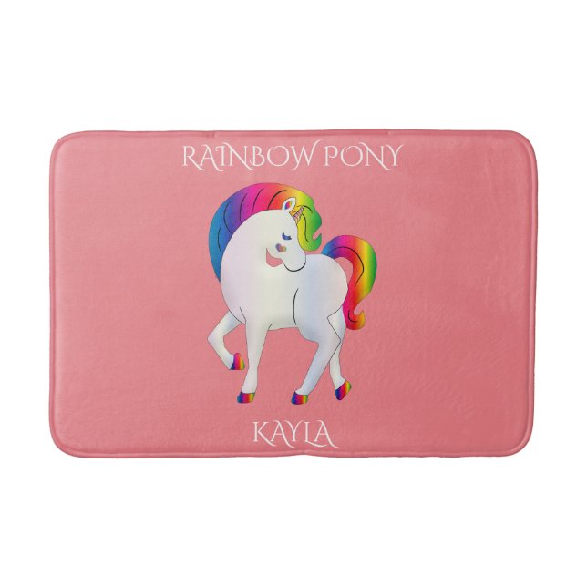 Rainbow pony personalized child's name Bath Mat (Front)