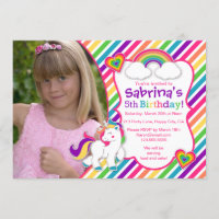 Rainbow Pony Unicorn Birthday Party Invitation