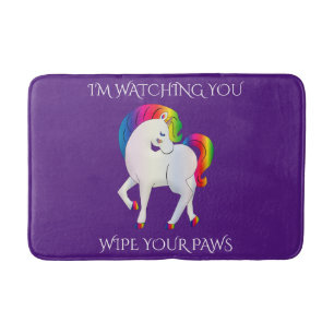 Rainbow pony Wipe Your Paws Bath Mat