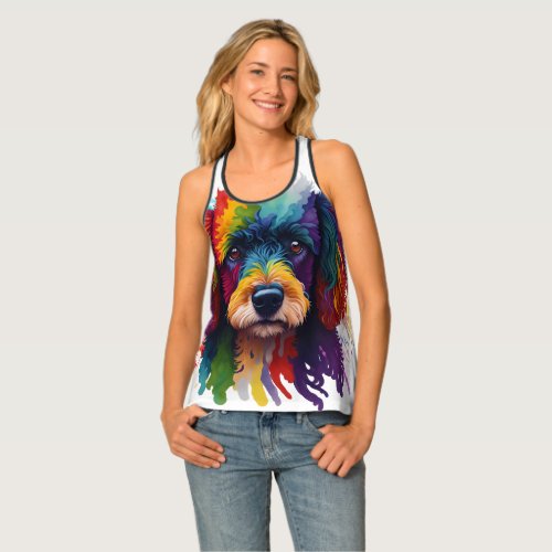 Rainbow Poodle Watercolor Tank Top
