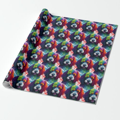 Rainbow Poodle Watercolor Wrapping Paper