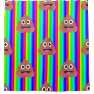 rainbow poop emoji bathroom shower curtain