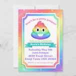 Rainbow Poop Emoji Birthday Invitation at Zazzle