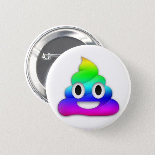 Rainbow Poop Emoji Button | Zazzle