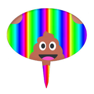 rainbow poop emoji cake topper