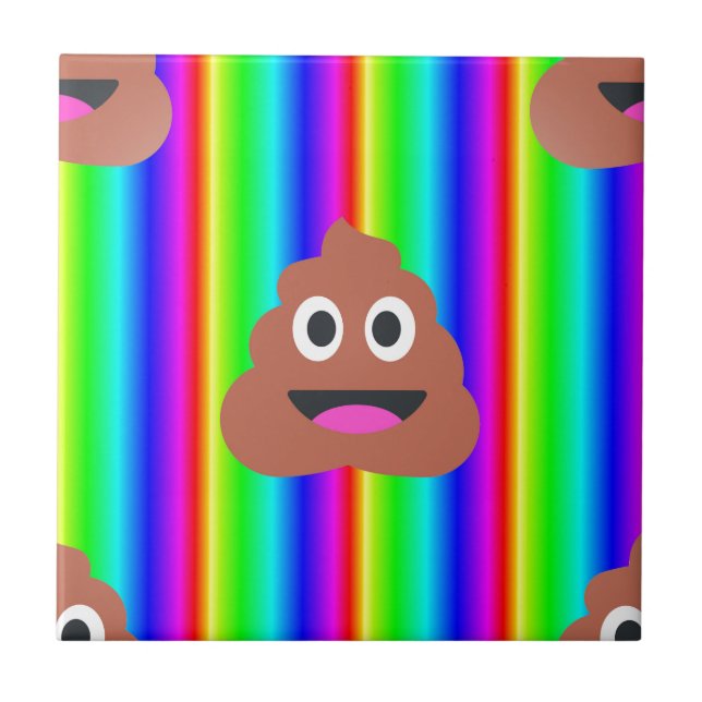 rainbow poop emoji ceramic tile (Front)