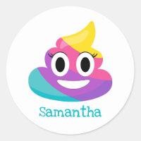 Rainbow Poop Emoji Classic Round Sticker