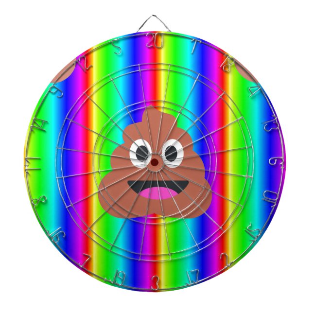 rainbow poop emoji dartboard with darts (Front)