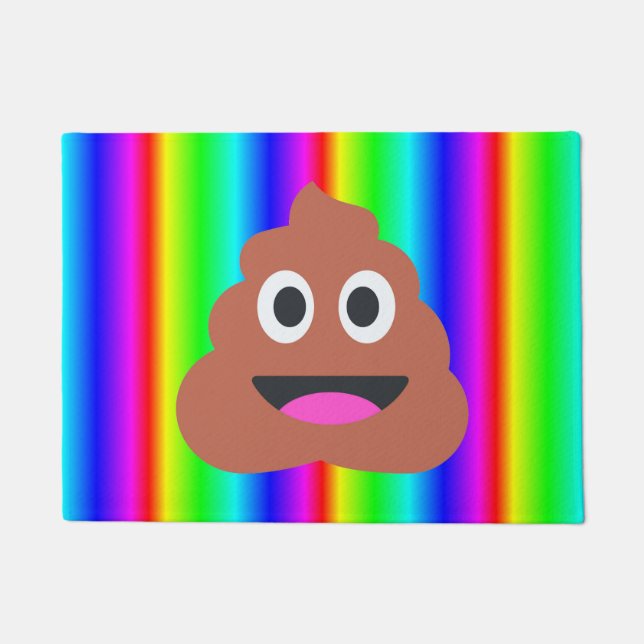 rainbow poop emoji doormat door mat (Front)