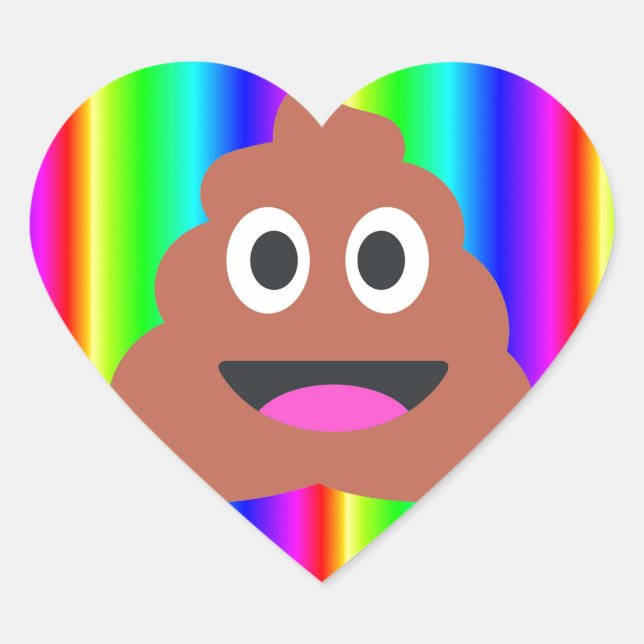 rainbow poop emoji heart sticker (Front)