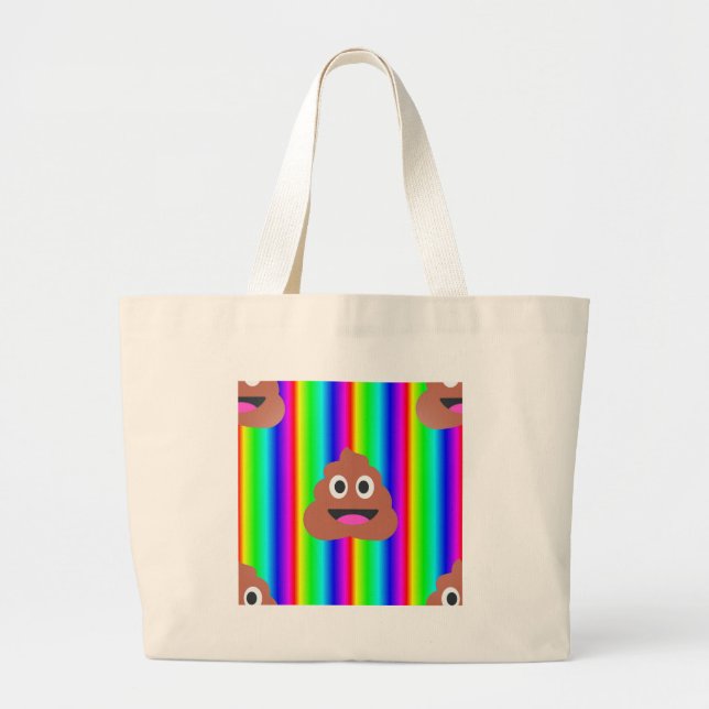 rainbow poop emoji large tote bag (Front)