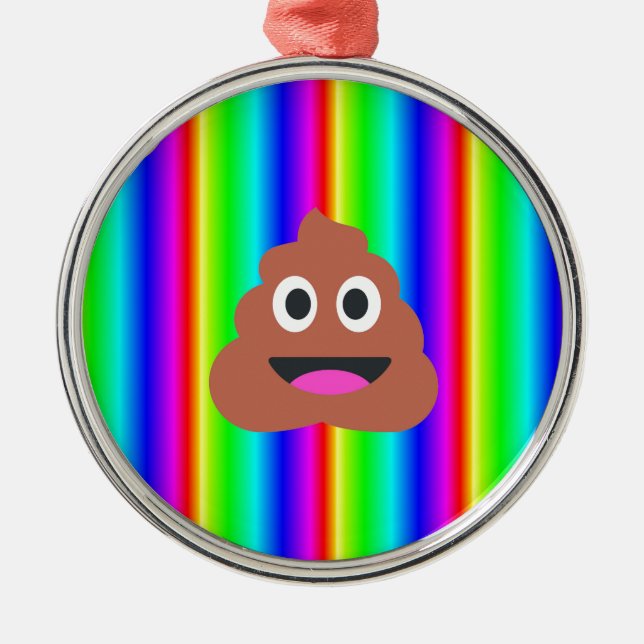 rainbow poop emoji metal ornament (Front)