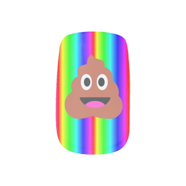 rainbow poop emoji nail wraps stickers decals (Right Thumb)