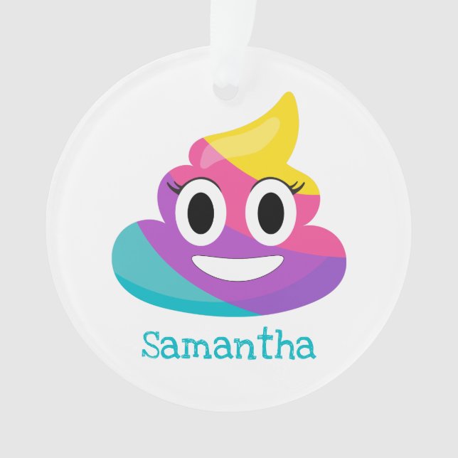 Rainbow Poop Emoji Ornament (Front)