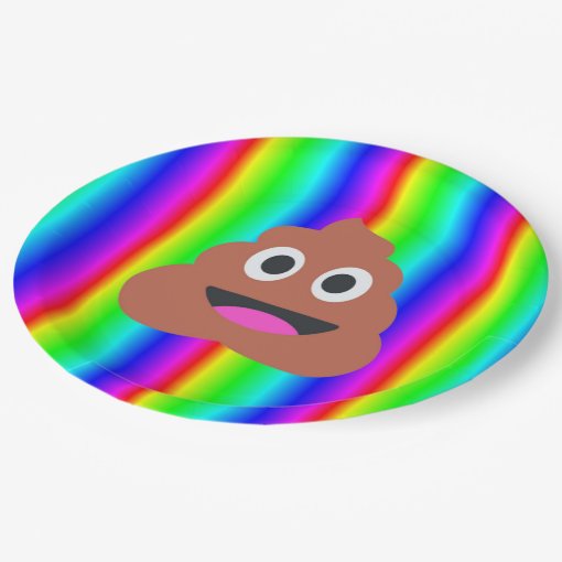 rainbow poop emoji paper plate | Zazzle