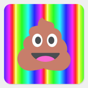 rainbow poop emoji square sticker